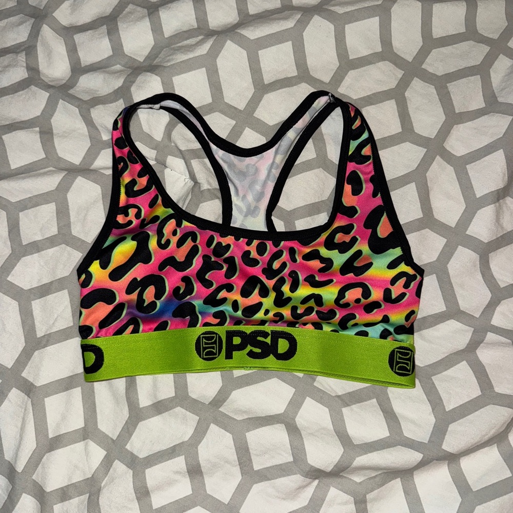 PSD Multicolor Wild Cat Leopard Sports Bra